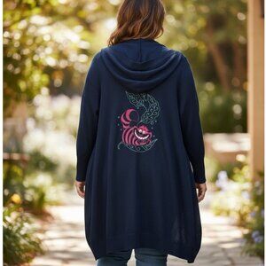 Torrid Size 5X Navy Blue Disney Alice In Wonderland Cardigan With Hood Sweater